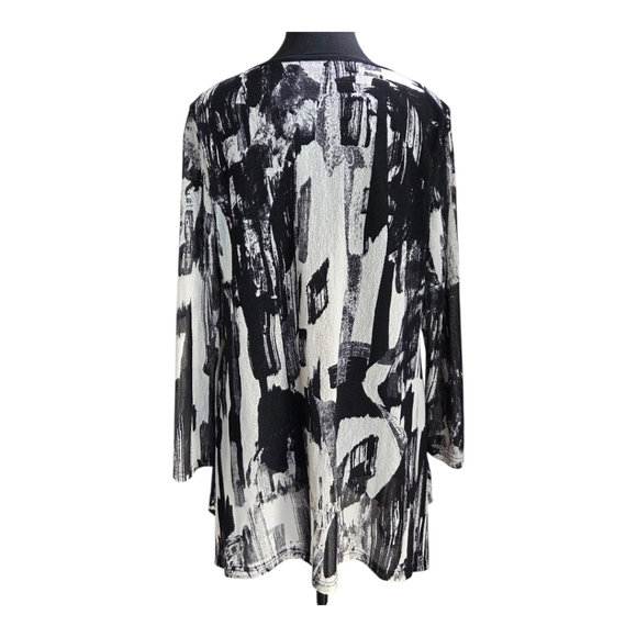 PAPA Abstract Black and White Women's Tunic witj Front Pockets Large - Picture 4 of 6